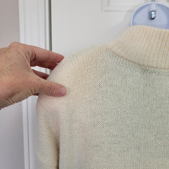 Vintage Women's Sweater Summit Hill Silk Angora Lambswool Cream Grey Beaded L - Picture 6 of 12